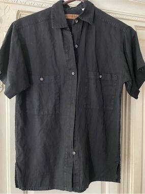 Vintage Ruff Hewn Black Short-Sleeve Button-Down Shirt